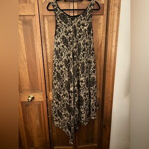 Boho Bohemian Cottagecore Hippie FlowyFloral Maxi Dress W/ Handkerchief Hem